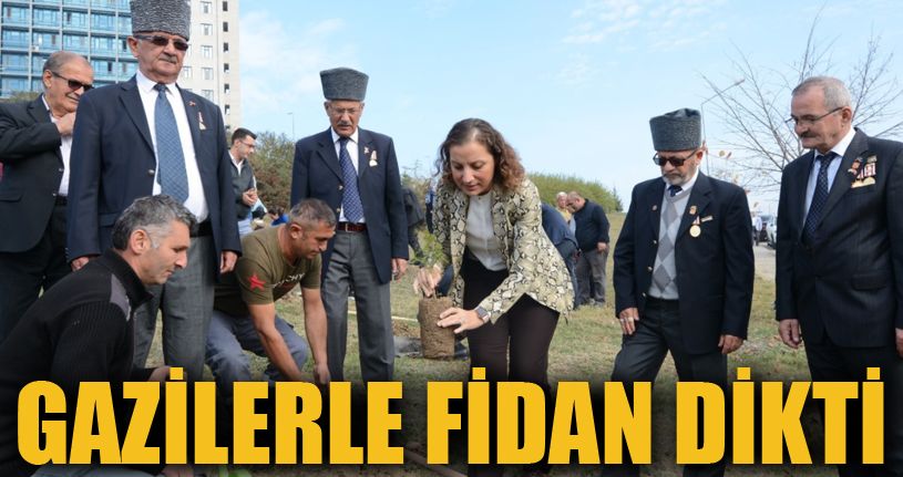 Rektör Çakar fidanları gazilerle dikti