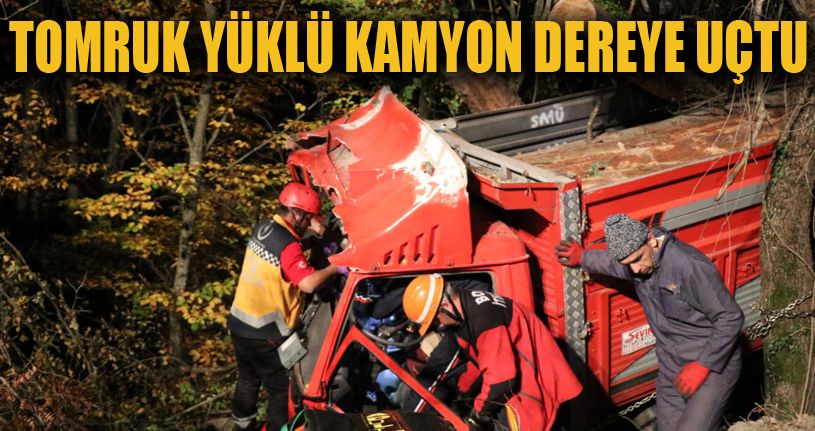 Kontrolden çıkan kamyon ormana uçtu: 2 yaralı