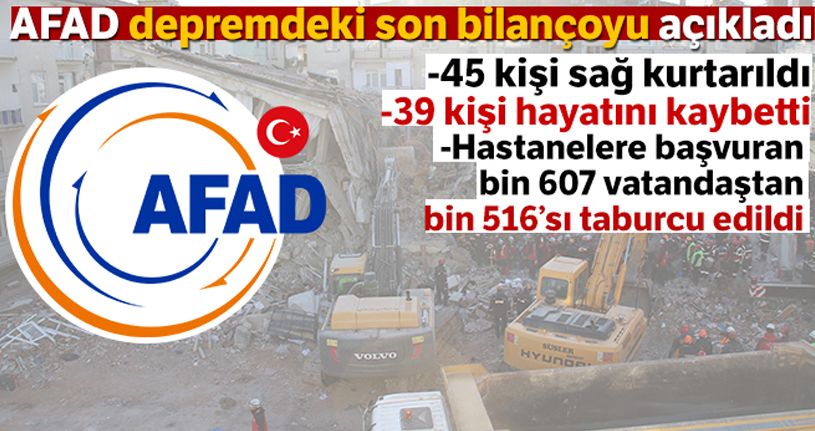AFAD depremdeki son bilançoyu açıklad