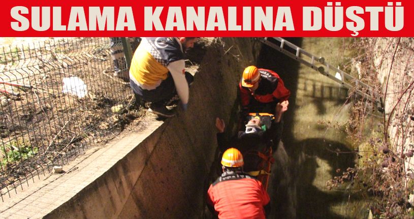 Sulama kanalına düşen adamı itfaiye kurtardı