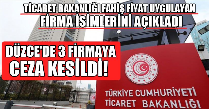 Bakanlık Düzce'de 3 Firmaya Ceza Kesti