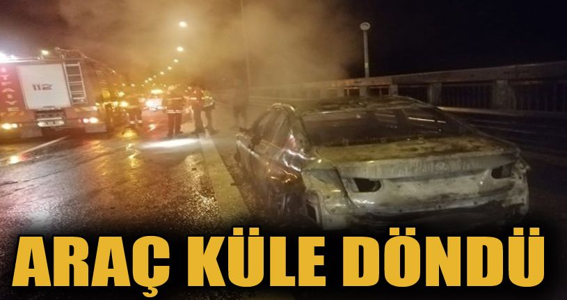 Bolu'da, yanan araç küle döndü