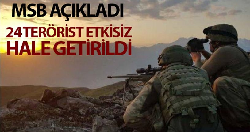 MSB: 'Barış Pınarı bölgesinde sızma girişiminde bulunan 24 PKK/YPG'li terörist etkisiz hale getirildi'