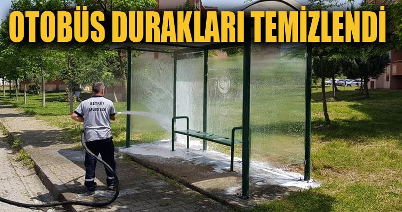 Otobüs durakları dezenfekte edildi