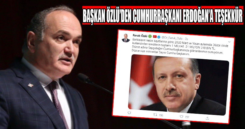 Başkan Özlü’den Cumhurbaşkanı Erdoğan’a Teşekkür