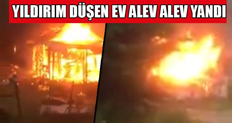 Düzce’de Eve Yıldırım İsabet Etti