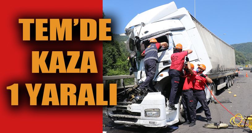 TEM’de tır önündeki kamyona çarptı: 1 yaralı