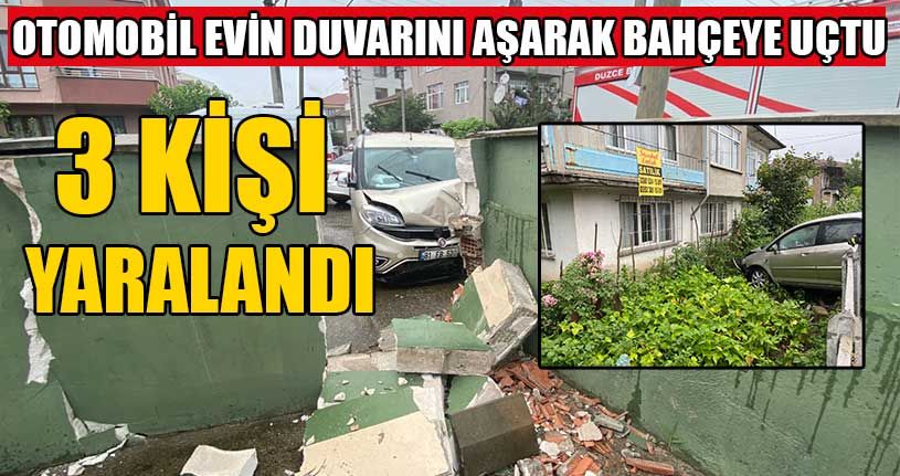 Otomobil Evin Duvarını Aşarak Bahçeye Uçtu