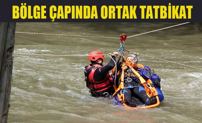 Melen çayında selde kurtarma tatbikatı yapıldı
