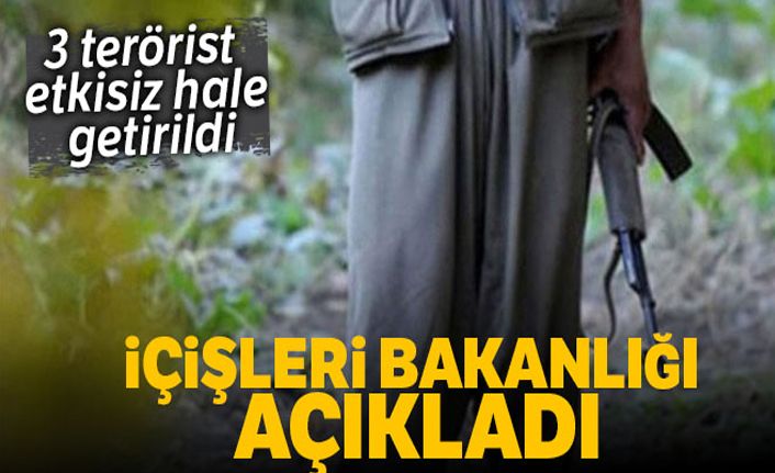 İçişleri Bakanlığı: 'Siirt'te 3 terörist etkisiz hale getirildi'