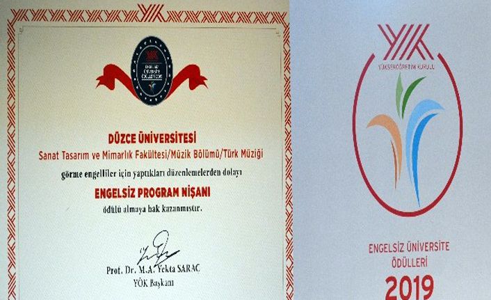 Düzce Üniversitesine “Engelsiz Program Nişanı”