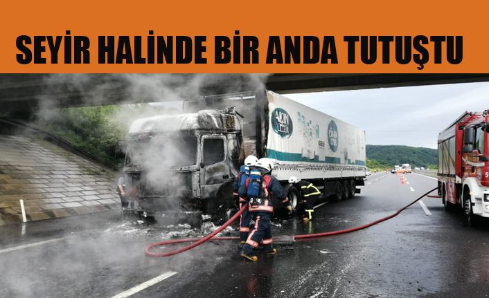 TEM'de Tır Yangını