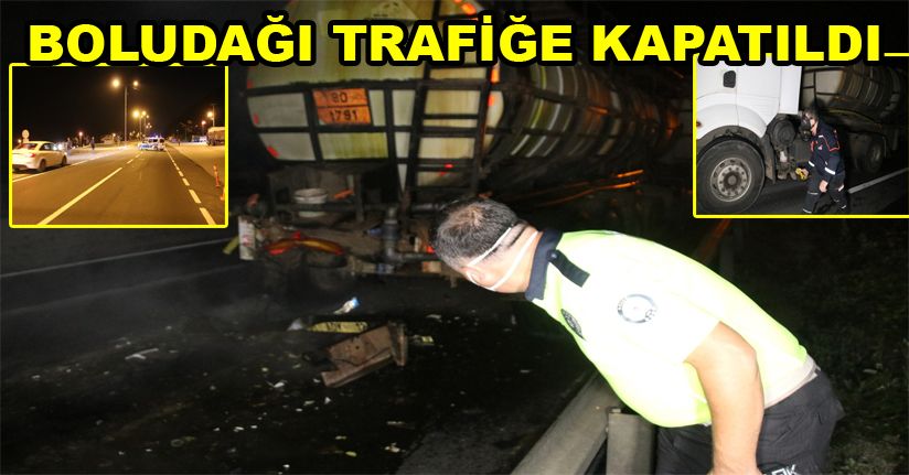 Tırdan D-100 Karayolu’na asit döküldü
