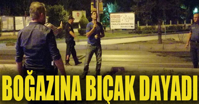 Çocuklarını göremediğini söyleyen baba boğazına bıçak dayadı