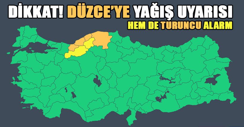 Düzce İçin Yağış Uyarısı