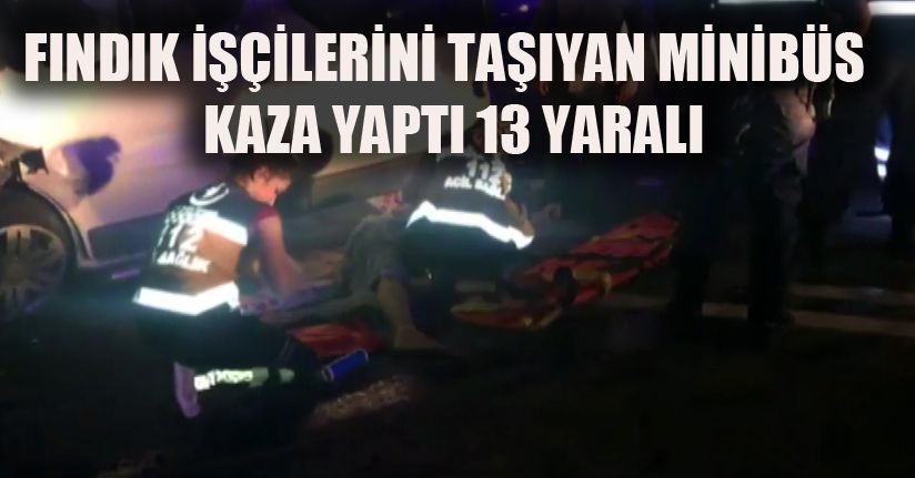 Fındık işçilerini taşıyan araç kaza yaptı: 13 yaralı
