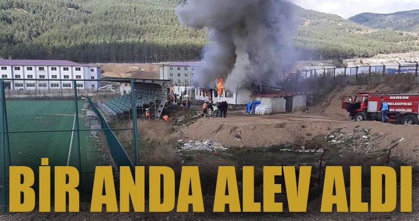 İşçilerin kaldığı konteyner yandı