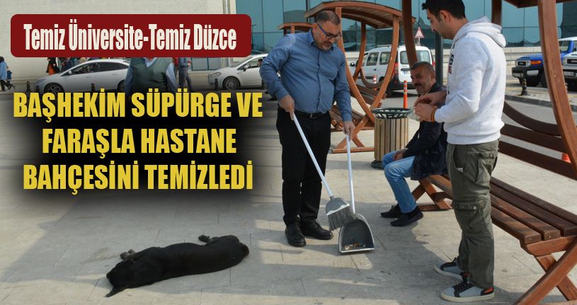 Öğrenciler ve çalışanlar hastane bahçesini temizledi