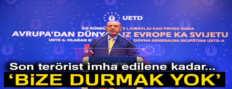 Erdoğan: 'Ülkemize silah doğrultan son teröristi de imha edene kadar bize durmak yok'