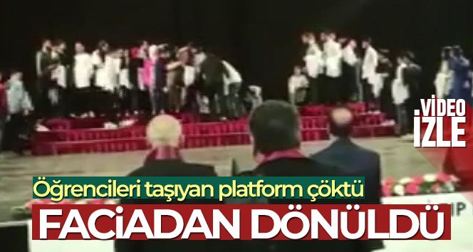 Törende öğrencileri taşıyan platform çöktü, faciadan dönüldü