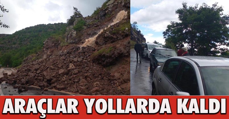 Kıbrıscık’ta yağmur sebebiyle kayan toprak yolu kapattı