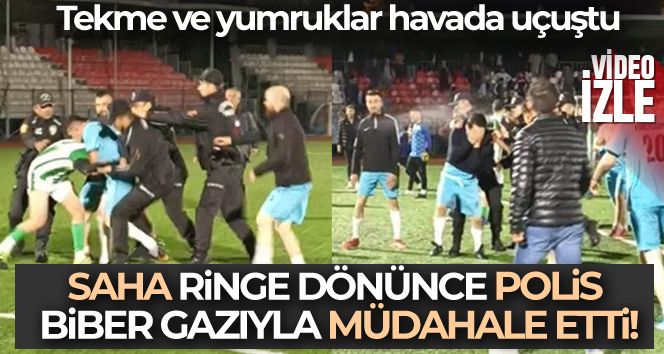 Yeşil saha boks ringine döndü!