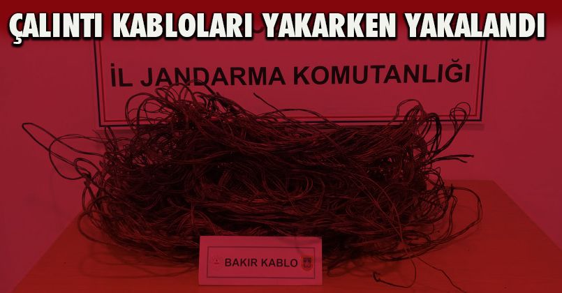 Çalıntı kabloları yakarken yakalandı