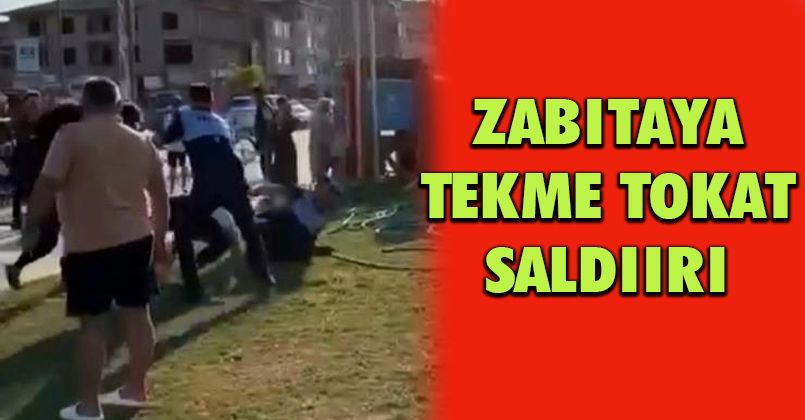 Zabıtaya tekme tokat saldırdılar