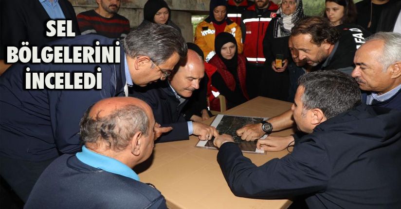 Bakan Soylu, selin vurduğu Düzce'de inceleme yaptı