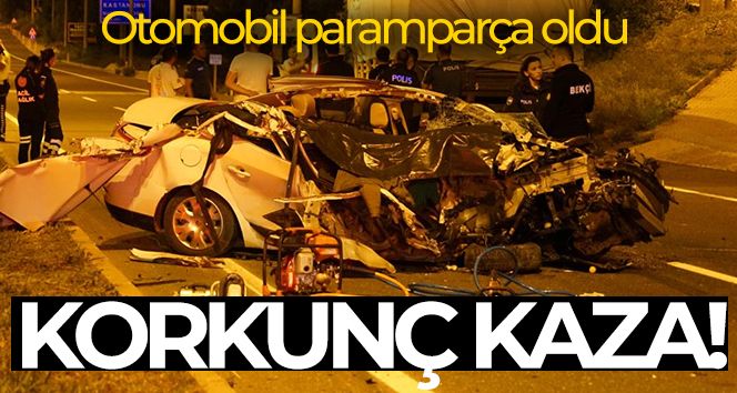 Kamyona çarpan otomobil paramparça oldu: 1 ölü, 3 yaralı
