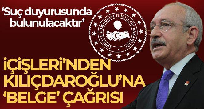 İçişleri Bakanlığından CHP lideri Kılıçdaroğlu'na çağrı: