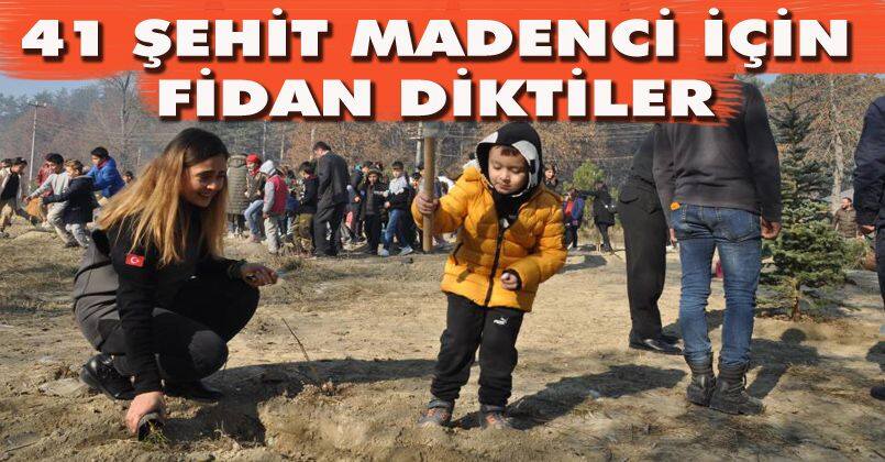 Minik eller hayatını kaybeden madenciler için 41 fidan dikti