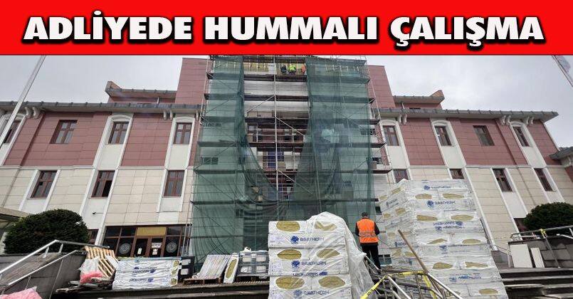 Depremde hasar gören adliye binasında çalışmalar sürüyor