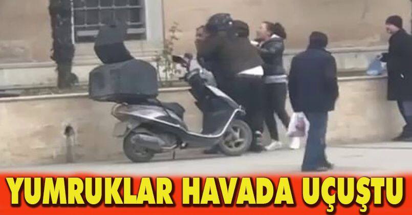 Motokurye ile vatandaşın kavgasında yumruklar havada uçuştu