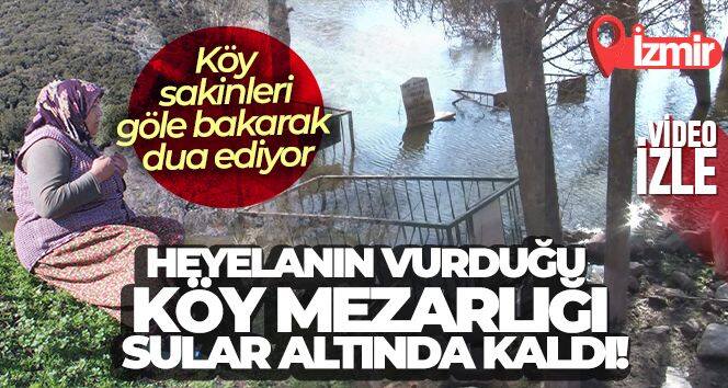 Heyelanın vurduğu köy mezarlığı sular altında kaldı