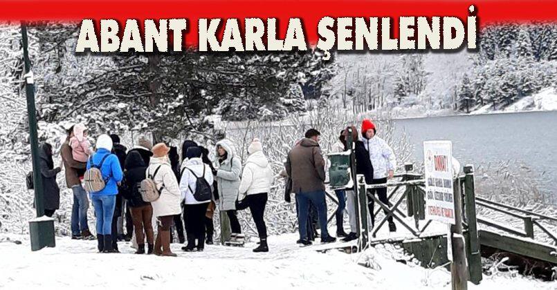 Abant karla şenlendi, doğaseverlerin akınına uğradı