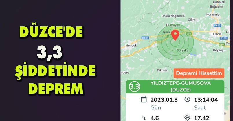 Düzce'de 3,3 Şiddetinde Deprem