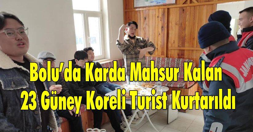 Bolu’da Karda Mahsur Kalan 23 Güney Koreli Turist Kurtarıldı