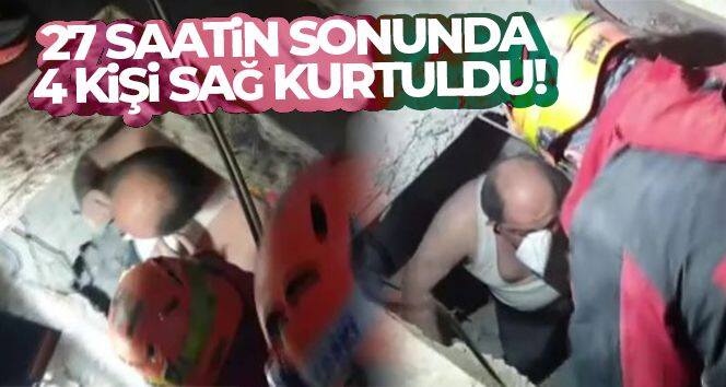 Deprem enkazından gelen sevindiren haber...4 kişi, 27 saatin sonunda sağ olarak kurtarıldı