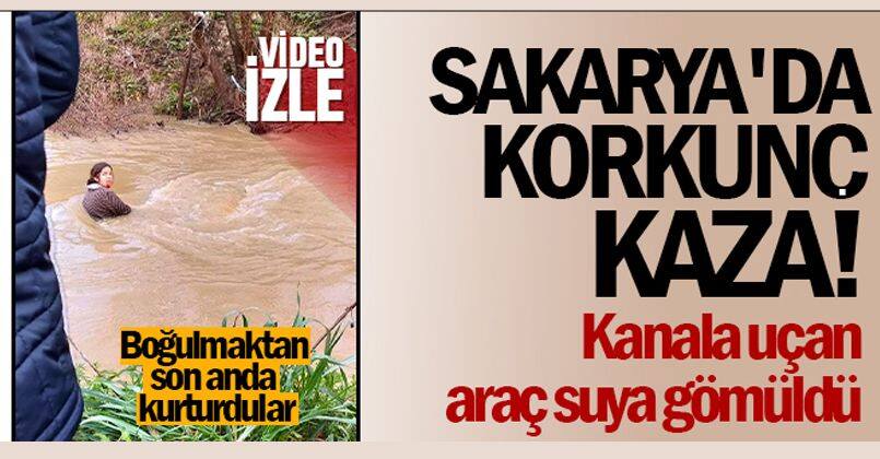 Kanala uçan araç suya gömüldü