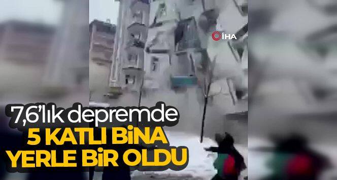 7,6'lık depremde 5 katlı bina yerle bir oldu