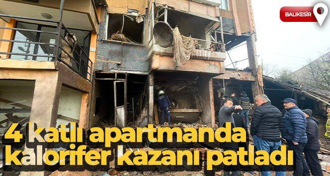 4 katlı apartmanda kalorifer kazanı patladı