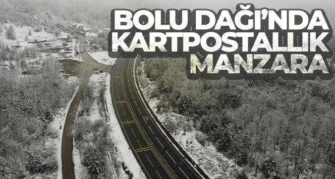 Karla kaplanan Bolu Dağı havadan görüntülendi