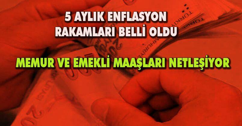 5 aylık enflasyon rakamları belli oldu; memur ve emekli maaşları netleşiyor