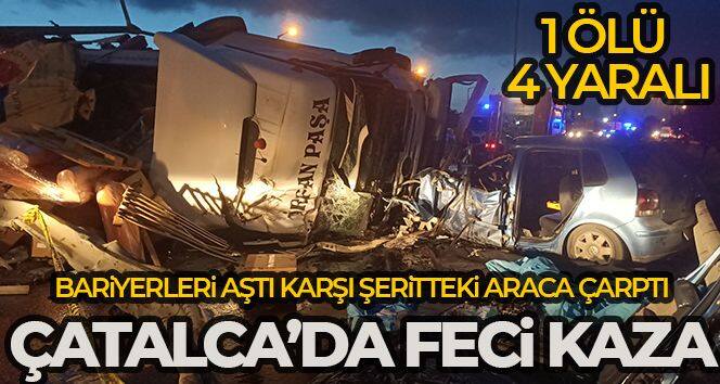 TEM'de tır bariyerleri aşarak karşı şeritteki araca çarptı: 1 ölü, 4 yaralı