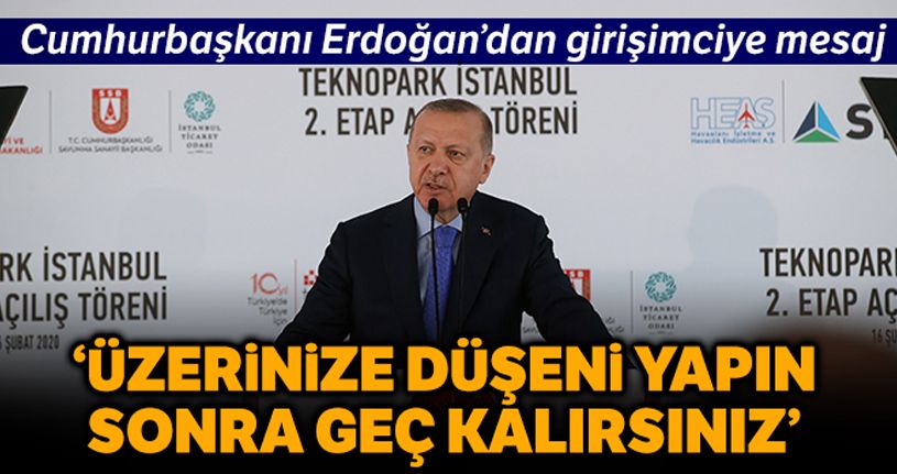 Cumhurbaşkanı Erdoğan: 'Girişimci üzerine düşeni yapsın sonra geç kalırsınız'