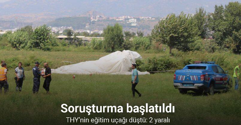 Aydın'da THY’nin eğitim uçağı düştü: 2 yaralı