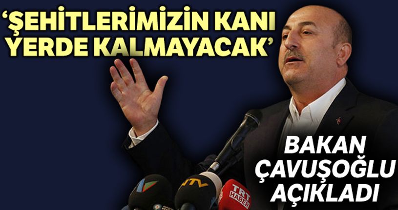 Dışişleri Bakanı Çavuşoğlu: “Aziz şehitlerimizin kanı hiçbir zaman yerde kalmadı, kalmayacak”