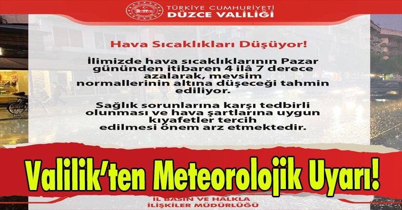 Valilik’ten Meteorolojik Uyarı!