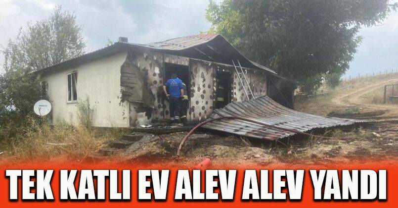 Tek katlı ev alev alev yandı